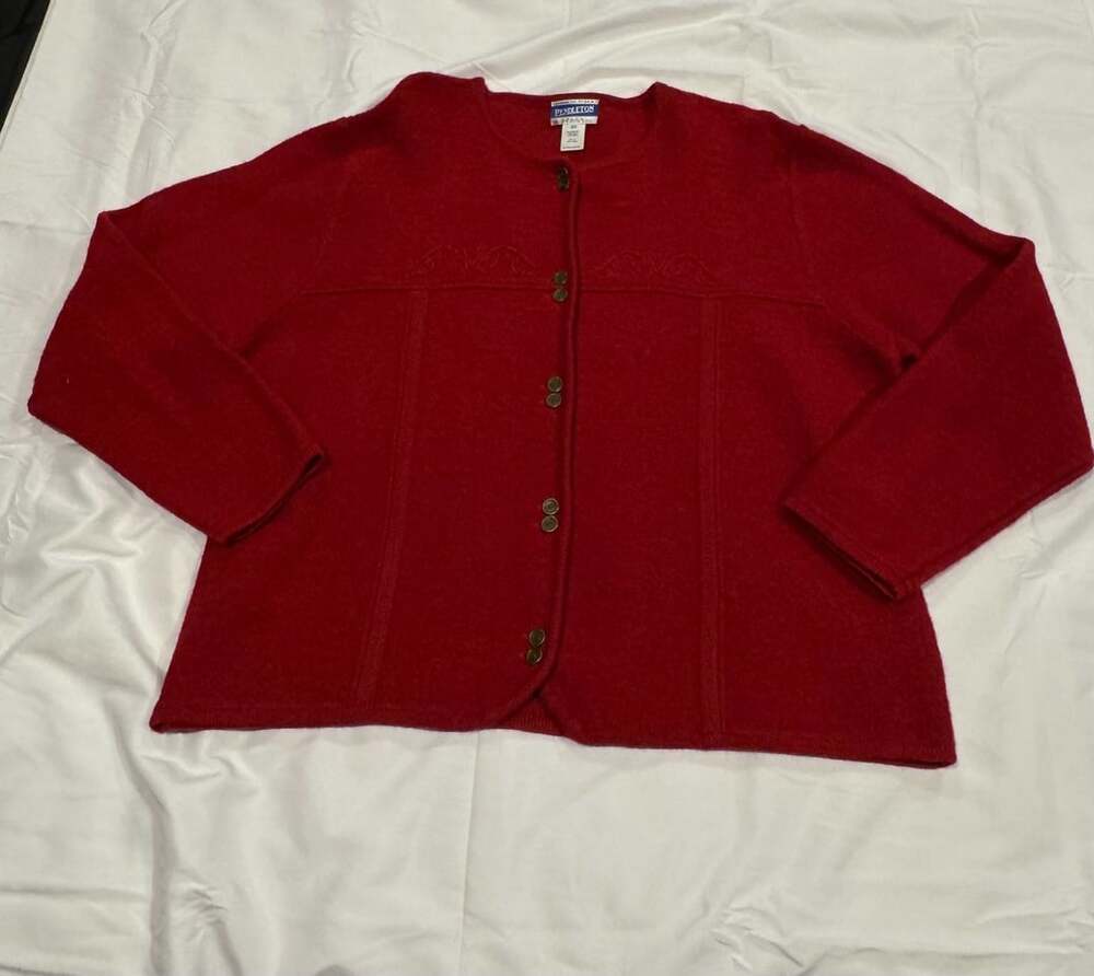 Vintage Pendleton Plus Cardigan Sweater Size 3X Red Wool
